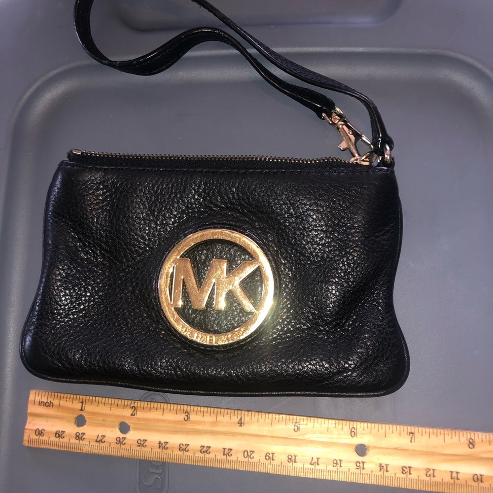 Michael Kors wristlet black leather